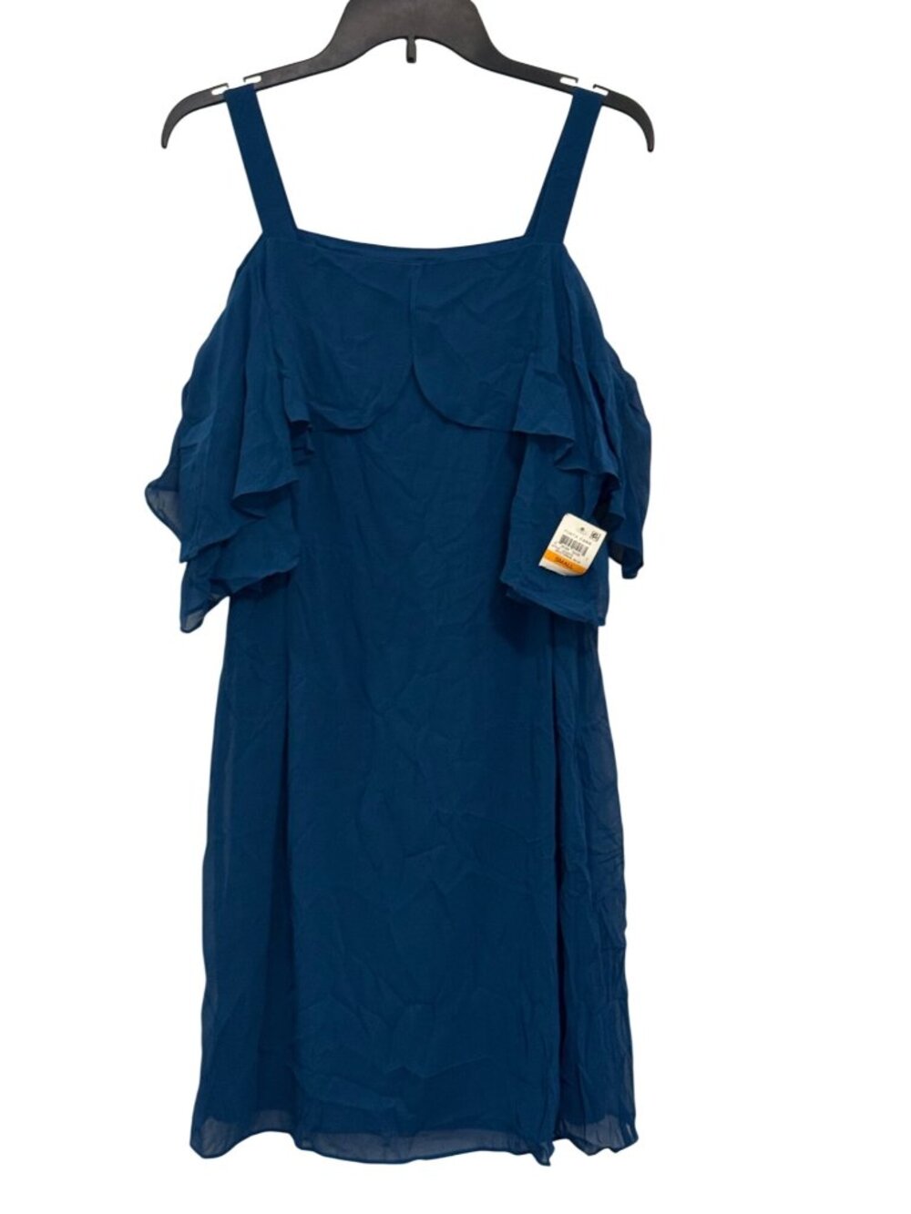 Thalia Sodi Womens Blue Off-Shoulder Ruffle Dress Small Polyester 32" Length